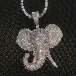 2020 New Personalised Gold Plated Iced Out Diamond Elephant Pendant Necklace CZ Cubic Zirconia Cartoon Hip Hop Jewellery Gift For Me274I