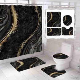 Shower Curtains Flash Pink Marble Shower Curtains Shiny Decor for Bathroom Fabric Decorative Bath Screen Cover Carpet Sets R230830