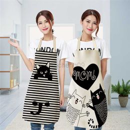 Kitchen Apron Baking Accessories Apron Kitchen Apron Cute Cat Pattern Women Adult Kids Cartoon Cat Linen Wai Cooking Barbecue Aventais