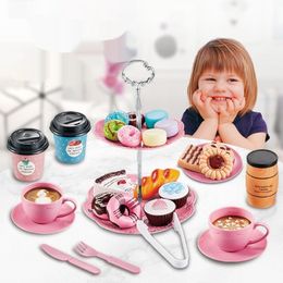 Kitchens Play Food Kids Coffee Machine Toy Set Kitchen Toys Simulation Afternoon Tea Diy Pretend Game Gift For Children 230830