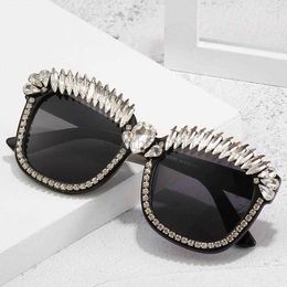 Sunglasses Sunglasses Fashion Women Girls Retro Luxury Gems Square Shape Crystal Designer Summer Beach