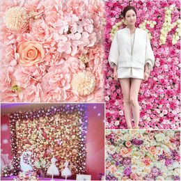 Decorative Flowers Artificial Flower Wall Background Rose Decoration Wedding 3D Party Simulation