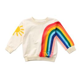 Hoodies Sweatshirts US Stock Fashion Baby Girls Kids Rainbow Sunshine T-Shirt Clothes Blouse Sweatshirt Cardigan 230830