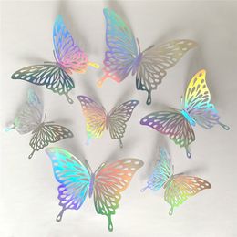 Wall Stickers 12pcs Suncatcher Sticker 3D Effect Crystal Butterflies Beautiful Butterfly for Kids Room Decal Home Decoration 230829