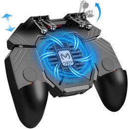 Game Controllers Joysticks PUBG Controller AK77 Six Finger Gamepad For iPhone Android PUBG Mobile Controller L1 R1 Shooter Triggers Fire Joystick Game pad x0830