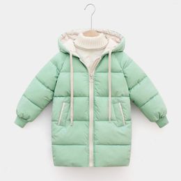 Down Coat Baby Toddler Kids Winter Cotton-Padded Jacket Girls Boys Solid Long Coats Hooded Outdoor Thicken Warm Teen Snow Wear