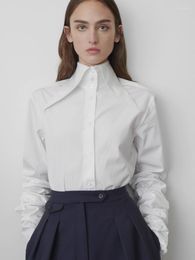 Women's Blouses Fashion Luxury Woman Blouse 2023 Cotton White Long Sleeve Shirt Casual Autumn Elegant Tops Female Clothing Brand Thero W