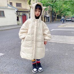 Down Coat 2023 Winter Girl Jacket Children Hooded Long Loose White Duck Coats Kids Snowsuit Outerwear Parka Wz323