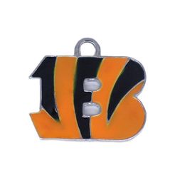 Other Metal Orange Black Colour Enamel B Symbol Charm Hockey Sport Pendants For Bracelet Necklaces DIY Making