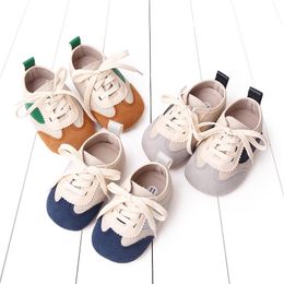First Walkers Baby Girls Boys Canvas Shoes Non slip Contrast Colour Tie up Indoor Outdoor Toddler 230829