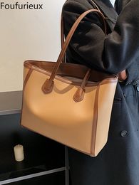 Waist Bags Foufurieux Large Casual Women Handbag Fit 13" Laptop Hasp Capacity PU Shopper Tote Simple Stylish Female Shoulder Hobo Bum 230829