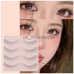 False Eyelashes 4pairs Natural False Eyelashes Thin Band Hand Made Short Lighter Eyelash Cosplay Korean Fashion Wispy Extension Makeup Tools x0830