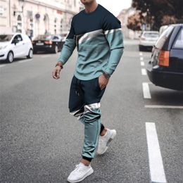 Men's Tracksuits Fashion Tracksuit Set Spring Long Sleeve T Shirt Men Sweatpants Casual 3D Print Sweatshirt Pants Male Outfits Clothing t230829