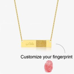 Chains Boeycjr S 9k 14k Pt950 Solid Gold Custom Fingerprint Name Necklace Moissanite Pendant Necklace Anniversary Gift