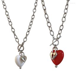 Pendant Necklaces Goth Double Heart Choker Necklace For Women Elegant Long Chain Jewellery