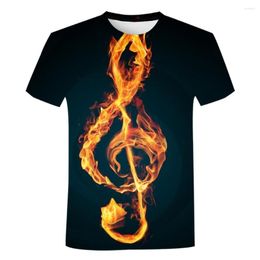 Men's T Shirts Music Note Fashion Harajuku Style Women's T-Shirt Novelty Summer 3D Printed Round Neck Tee Tops