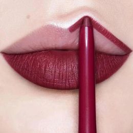 Lipstick 12Colors Lipliner Pencil Waterproof Sexy Red Matte Contour Tint Lasting Non stick Cup Moisturising Lips Makeup Cosmetic 230829