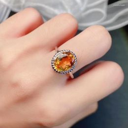 Cluster Rings 3ct 8mm 10mm Natural Citrine Ring VVS Grade 925 Silver For Daily Wear 18K Gold Plating Jewelry