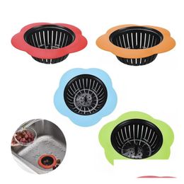 Sink Strainers Sile Kitchen Strainer Flower Shaped Shower Drains Er Colander Sewer Hair Philtre Accessories Drop Delivery Home Garden Dh1Ix