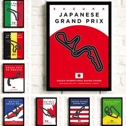 Classic Grand Track Edition Posters Race Car Circuit Canvas Painting Print Club Decoration Living Room Boys Bedroom Home Decor No Frame Wo6