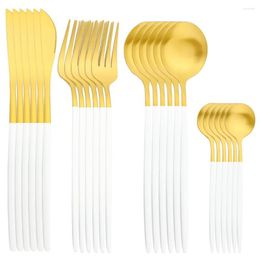 Dinnerware Sets Luxury Cutlery Set 24pcs Knife Fork Spoon Silverware Stainless Steel Dishwasher Safe Utensils