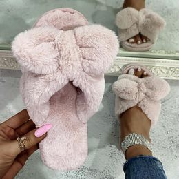 Slippers Women's 2023 Cozy Fluffy Warm Design Female Soft Plush Autumn And Winter Indoor Fuzzy House Slipper