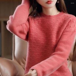 Women's Sweaters Autumn And Winter Knitted Sweater Pullover Round Neck Pure Wool Loose Cashmere Thick Bottoming Top