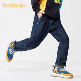 Jeans Balabala Toddler 2023 Boy Pants Autumn Winter Fleece Retro Fashion Casual Comfortable Trousers 230829