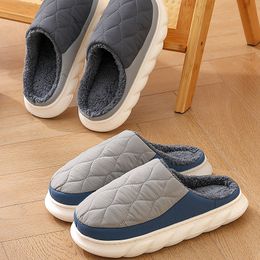 Big size 36-49 Mens Women Cotton Slippers Autumn and Winter Thick Bottom Home non-slip couple Plush Warm Fluffy slippers Vamp waterproof soft soled