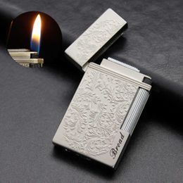 Commercial Ultra Thin Open Flame Cigarette Lighter InflatableButane Grinding Wheel Miaoyin Metal windproof lighter men's gadget ZSL2