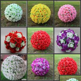 Decorative Flowers Wreaths 12 16 Elegant Artificial Silk Roses Kissing Ball 10 Colours For Wedding Christmas Ornaments Party Decora Otvgx