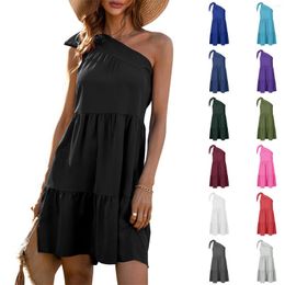 Casual Dresses Elegant Sexy Midi Dress Summer Fashion Style Solid Color Off Shoulder Ladies Luxury Party Evening