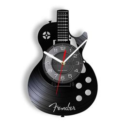 Wall Clocks Acoustic Guitar Wall Art Wall Clock Musical Instrument Home Interior Wall Decor Vinyl Record Wall Clock Rock n Roll Musical Gift HKD230830