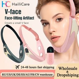 Face Massager Microcurrent Lifting Massager EMS Heating Skin Rejuvenation Vibration Massager Remote Control V Face Lifting Belt 230829