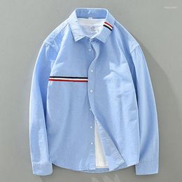 Men's Casual Shirts Button-down Shirt Long Sleeve Formal Business Dress Pocket-less Solid Colour Blue White Tops Korean Slim Fit