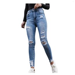 Women's Jeans Women Pants High Stretch Denim Plus Size Tube Street Ripped Vintage Straight Elasticity Clothing Trousers