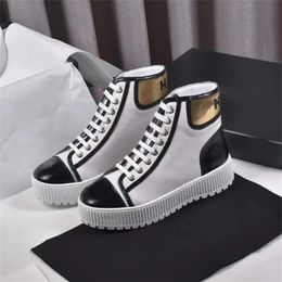 chandal Designer Casual Shoes Women Luxury High-quality Calfskin Sneakers Patent Leather High-top Shoe Splicing Size 35-41