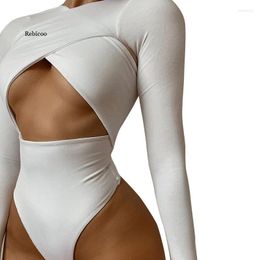 Women's T Shirts Sexy Cross Tops Women Hollow Out Rompers Backless Slim Ladies Summer Long Sleeves Bandage Skinny Bodysuit Bodycon Female