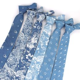 Bolo Ties Jeans For Men Skinny Neck Tie Wedding Business Casual Print Neckties Denim Suits Slim Gravatas 230829