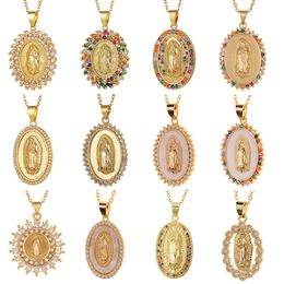 Navel Bell Button Rings High Quality Women s Religious Jewellery Copper Micro Inlaid Zircon Virgin Mary Pendant Believer Necklace Party Holiday Gift 230830