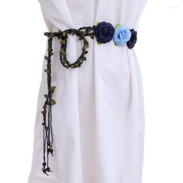 Belts Colour Optional Women Waist Belt Vintage Bohemian Style Elastic Flower Wide