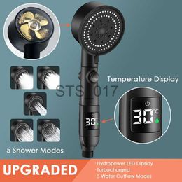 Bathroom Shower Heads Intelligent LED Shower Head Temperature Digital Display High Pressure 5 Modes Turbocharged Rainfall Shower Bathroom Acessories x0830