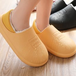 Slippers Women Waterproof Fur Slippers Winter Warm Plush Household Slides Indoor Home Thick Sole Footwear Non-Slip Shoes Couple Sandals 230830