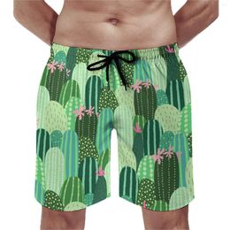 Men's Shorts Board Funny Cactus Classic Swim Trunks Pink Floral Print Man Quick Dry Sports Fitness Trendy Plus Size Beach Short Pants