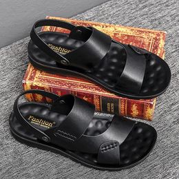 Sandals Men Leather Summer Classic Shoes Slippers Soft Roman Comfortable Outdoor Walking Footwear2023