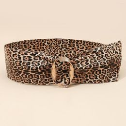 Belts Brand PU Leather Wide Personality Pin Buckle Suede Elastic Waist Sexy Wild Leopard Decorative Belt Female Outer Dress