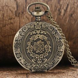 Pocket Watches Antique Vintage Watch Floral Pattern Case Pendant Clock For Christmas Graduation Birthday Gifts