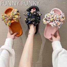 Slippers Fashio Summer Thick Platform Womens 2023 Sandals Beach Outdoor Anti-slip Slides Ladies Butterfly Bow Mules Drop