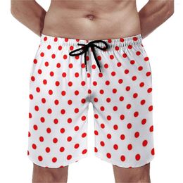Men's Shorts Red Polka Dot Board Geometric Dots Vintage Print Sports Surf Short Pants Men Quick Dry Funny Design Swimming Trunks