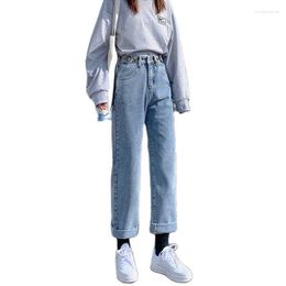 Women's Pants Grey Light Blue Y2k Denim Wide Leg Trousers Women Korean Style High Wais Jeans Cute Casual Streetwear Straight
